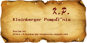 Kleinberger Pompónia névjegykártya